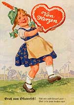 Kind mit Dirndl - Alte Postkarte vom Oktoberfest